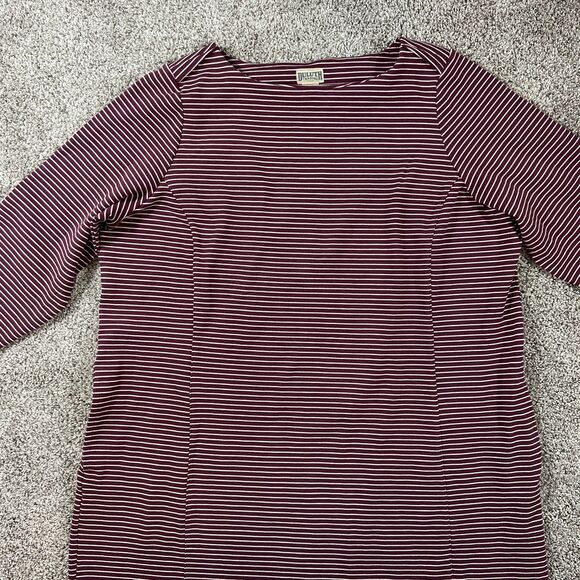 Duluth Trading Co Dress 2X Plus Ponte Pro Maroon Stripe Thick Comfort Outdoor - Picture 8 of 15